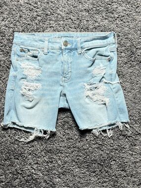 American Eagle Outfitters Light Wash Distressed Denim Shorts